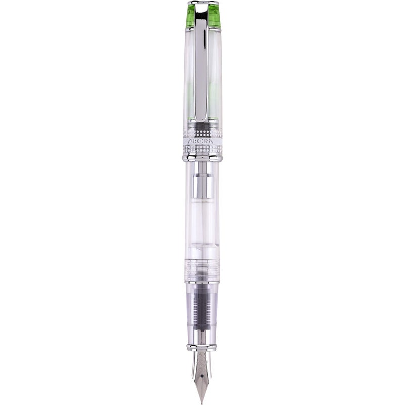 PILOT Prera Fountain Pen, Clear Barrel with Light Green/Silver Accents, Fine Nib (60816) - Image 1