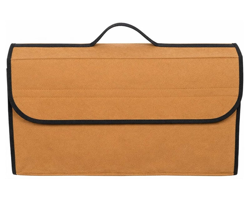 GREENSHEEP Trunk Organizer Heavy-Duty, Non-Slip with Lid Felt Storage Expandable Easy to Clean AntiSlip Utility Tool Sturdy Foldable Boot Bag for Cars, Trucks & SUVs (1 Pc, Brown, Medium) - Image 1