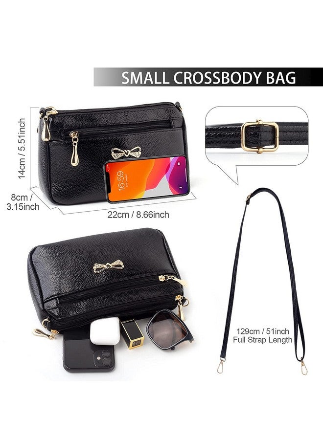 PALAY Small Women's Crossbody Bags Soft PU Leather Wristlet Clutch Shoulder Bag with Zip Pockets Includes Adjustable Shoulder and Wrist Straps (Black) - Image 2