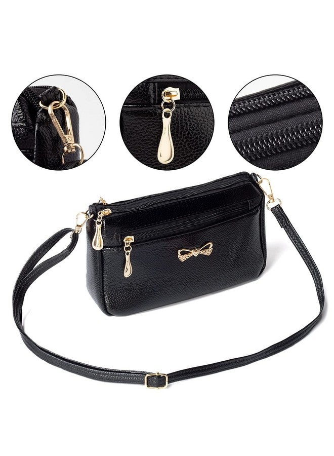 PALAY Small Women's Crossbody Bags Soft PU Leather Wristlet Clutch Shoulder Bag with Zip Pockets Includes Adjustable Shoulder and Wrist Straps (Black) - Image 4