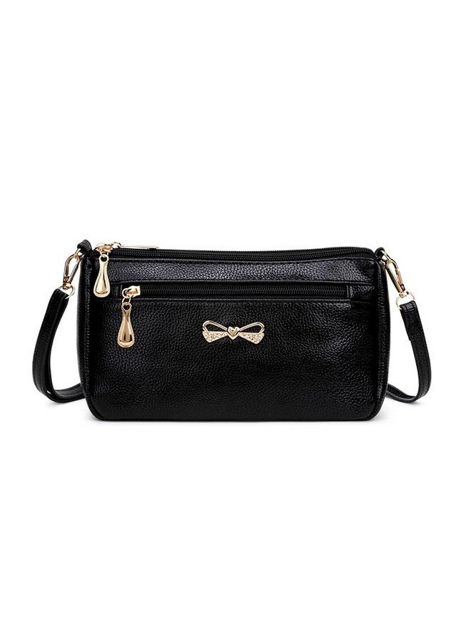 PALAY Small Women's Crossbody Bags Soft PU Leather Wristlet Clutch Shoulder Bag with Zip Pockets Includes Adjustable Shoulder and Wrist Straps (Black) - Image 1