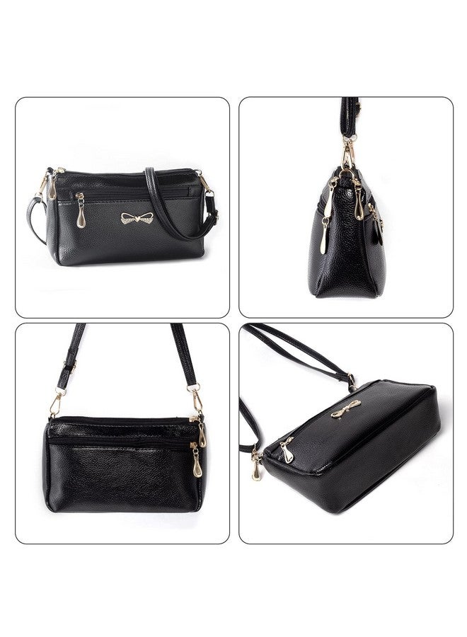 PALAY Small Women's Crossbody Bags Soft PU Leather Wristlet Clutch Shoulder Bag with Zip Pockets Includes Adjustable Shoulder and Wrist Straps (Black) - Image 3