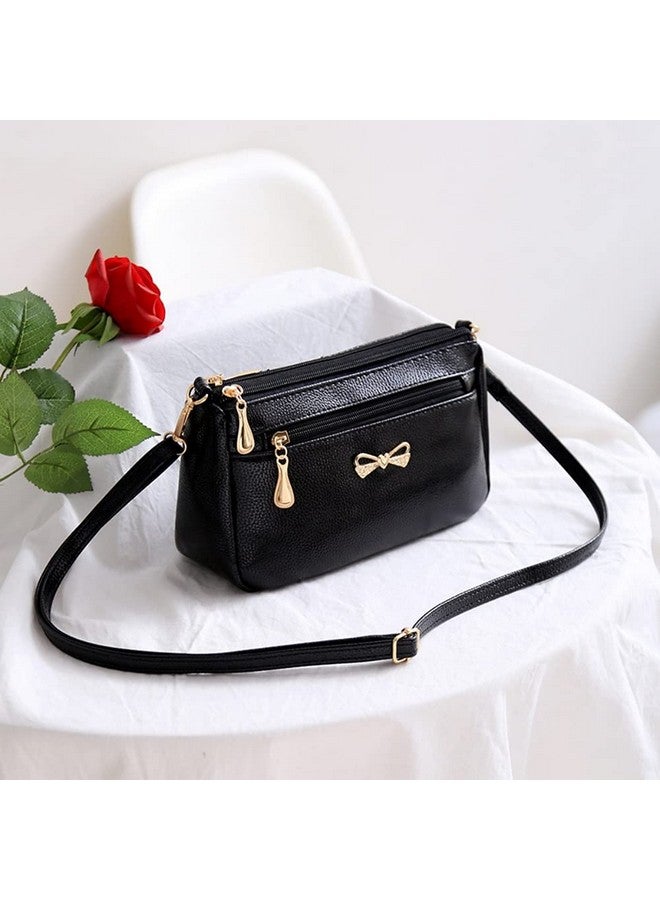 PALAY Small Women's Crossbody Bags Soft PU Leather Wristlet Clutch Shoulder Bag with Zip Pockets Includes Adjustable Shoulder and Wrist Straps (Black) - Image 5