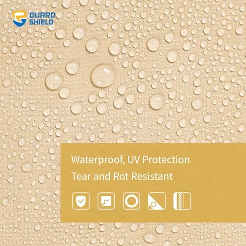 GUARD SHIELD Beige Tarp Heavy Duty Waterproof 10x10 Feet Outdoor Poly Tarps Cover Square Thick UV Resistant Canopy Tarpaulin with Grommets 10mil - Image 3