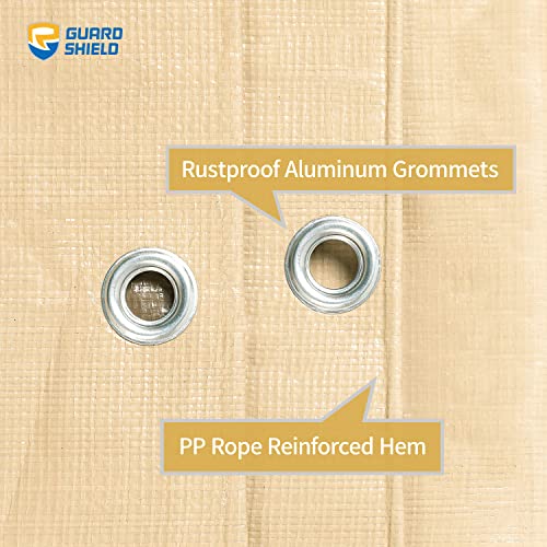 GUARD SHIELD Beige Tarp Heavy Duty Waterproof 10x10 Feet Outdoor Poly Tarps Cover Square Thick UV Resistant Canopy Tarpaulin with Grommets 10mil - Image 4