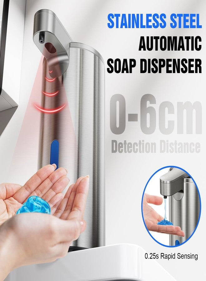 Fantictas Automatic Soap Dispenser Touchless, Stainless Steel 11.5 oz 3 Levels Adjustable Hand Soap Dispenser with Rechargeable Sensor Pump for Kitchen & Bathroom Liquid Soap - Image 3