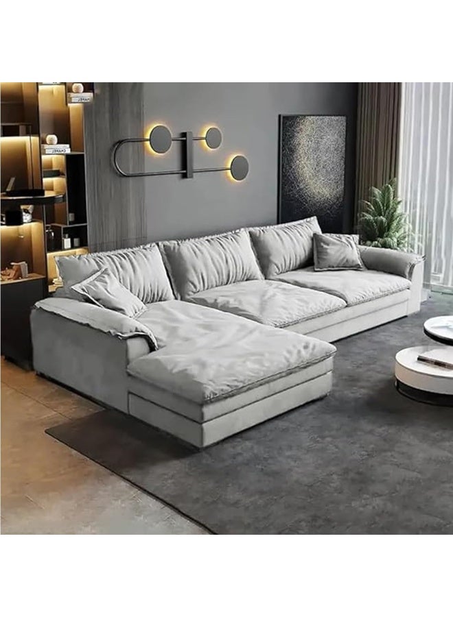 Comfynest Velvet Sectional Sofa Full Length for Living Room Modern couch (Medium Grey, Right) - Image 1