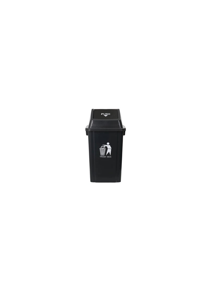 Amber Home 60L Flip Top Waste Bin Large Waste Bin With Swing Lid Durable Plastic Black Garbage Bin for Home, Office, or Bathroom - Image 1