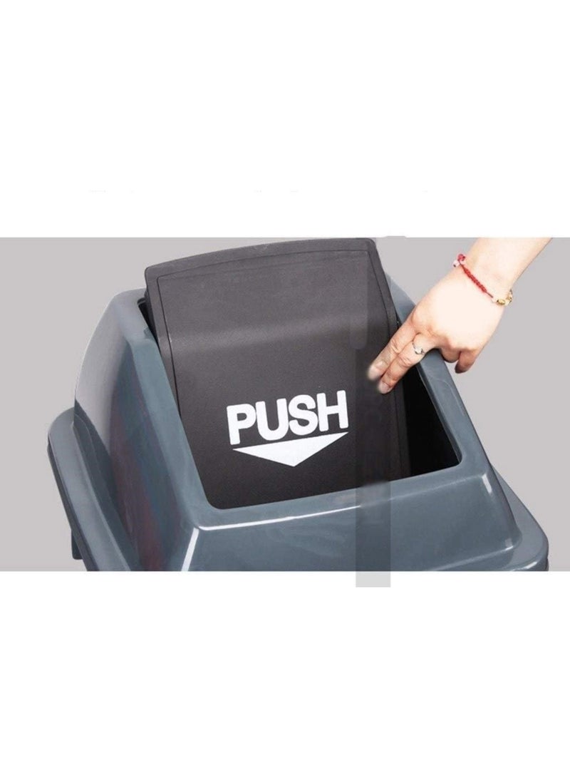 Amber Home 60L Flip Top Waste Bin Large Waste Bin With Swing Lid Durable Plastic Black Garbage Bin for Home, Office, or Bathroom - Image 2