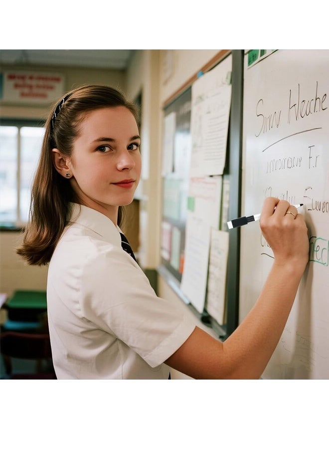 مجموعة من 8 أقلام تحديد مغناطيسية قابلة للمسح الجاف مع ممحاة - ألوان متنوعة، أقلام تحديد للسبورة البيضاء برأس دقيق للمعلمين والمكتب واللوازم المدرسية (تتضمن ممحاة مغناطيسية واحدة) - Image 2