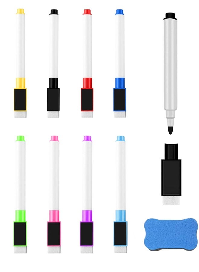مجموعة من 8 أقلام تحديد مغناطيسية قابلة للمسح الجاف مع ممحاة - ألوان متنوعة، أقلام تحديد للسبورة البيضاء برأس دقيق للمعلمين والمكتب واللوازم المدرسية (تتضمن ممحاة مغناطيسية واحدة) - Image 1