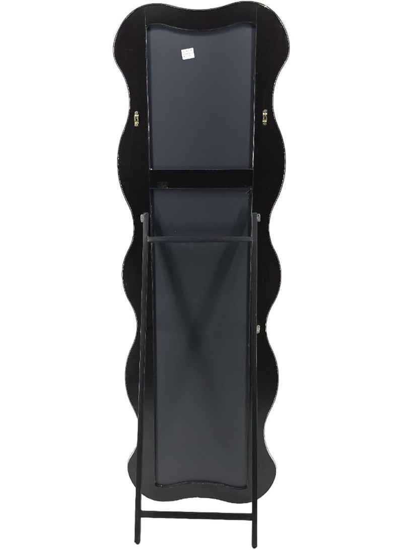 ديكور هيلز مرآة ديكور هيلز كاملة الطول - مرآة بإطار صدفي كامل الجسم مع حامل قابل للطي وتركيب على الحائط | مرآة زينة قائمة لغرفة النوم، غرفة المعيشة، غرفة الملابس (160×60 و180×60 سم) بيضاء - قطعة واحدة - Image 3