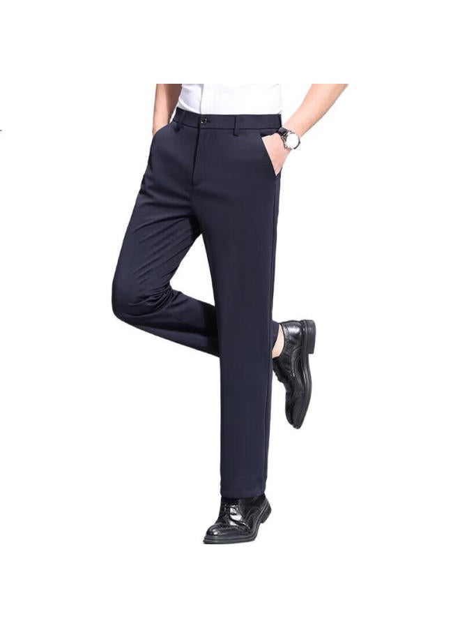 ROMON Comfort Stretch Men'S Casual Business Work Pants Formal Ice Silk Straight Anti-Wrinkle Suit Pants - Image 1