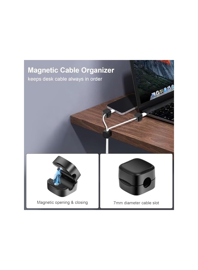promass 12-Pack Magnetic Cord Holder Cable Clips - Desk, Wall, and Car Cable Management Organiser for Home, Office, Nightstand - Keep Cables Neat and Tidy - Image 3