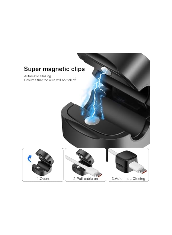 promass 12-Pack Magnetic Cord Holder Cable Clips - Desk, Wall, and Car Cable Management Organiser for Home, Office, Nightstand - Keep Cables Neat and Tidy - Image 5