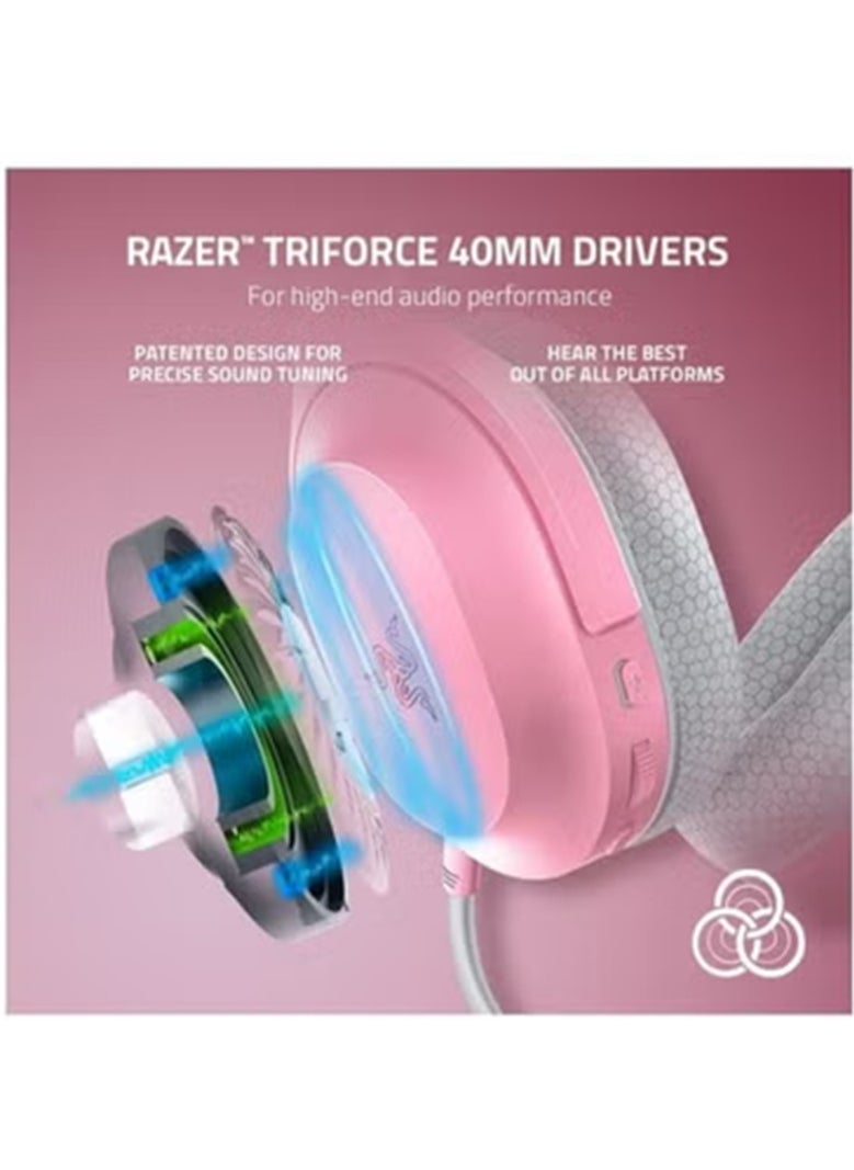 RAZER Razer Barracuda X Wireless Gaming & Mobile Headset (PC, Playstation, Switch, Android, iOS): 2022 Model - 2.4GHz Wireless + Bluetooth - Lightweight 250g - 40mm Drivers - 50 Hr Battery - Quartz Pink  - Image 4