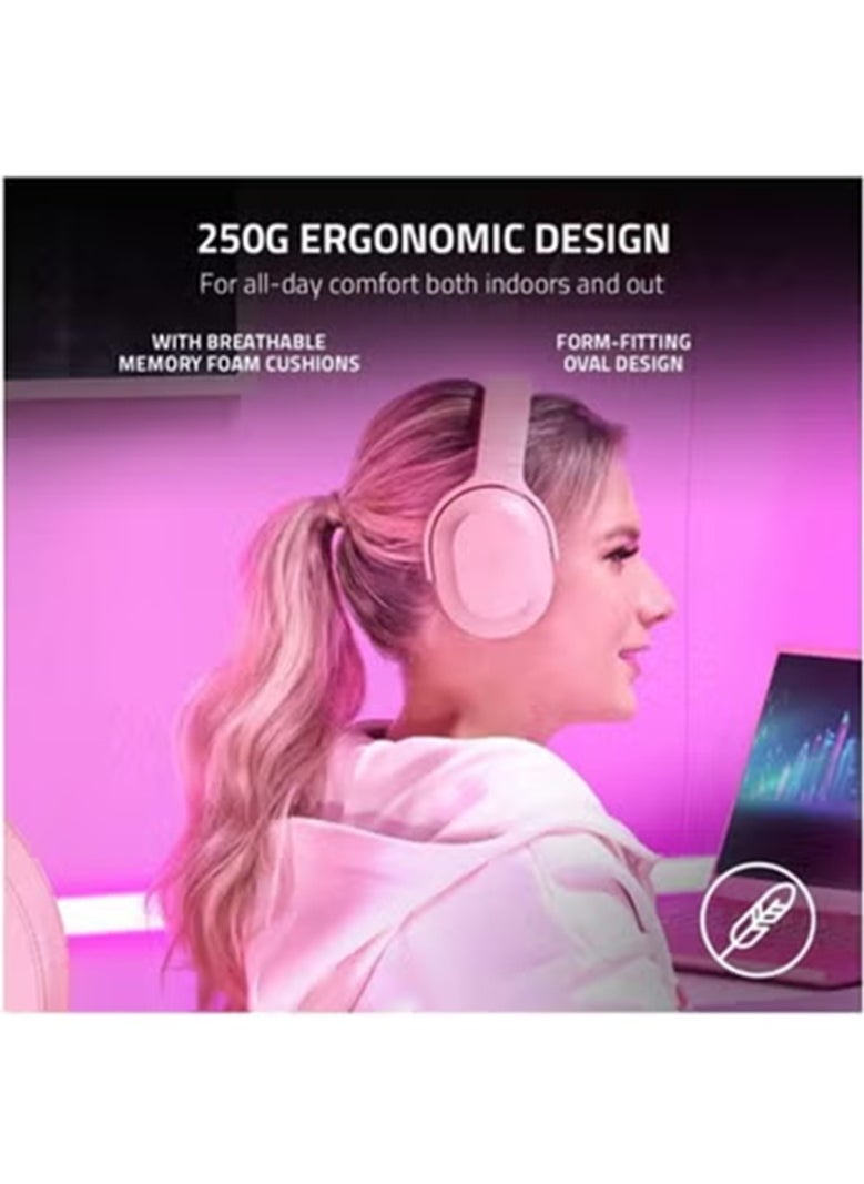 RAZER Razer Barracuda X Wireless Gaming & Mobile Headset (PC, Playstation, Switch, Android, iOS): 2022 Model - 2.4GHz Wireless + Bluetooth - Lightweight 250g - 40mm Drivers - 50 Hr Battery - Quartz Pink  - Image 3