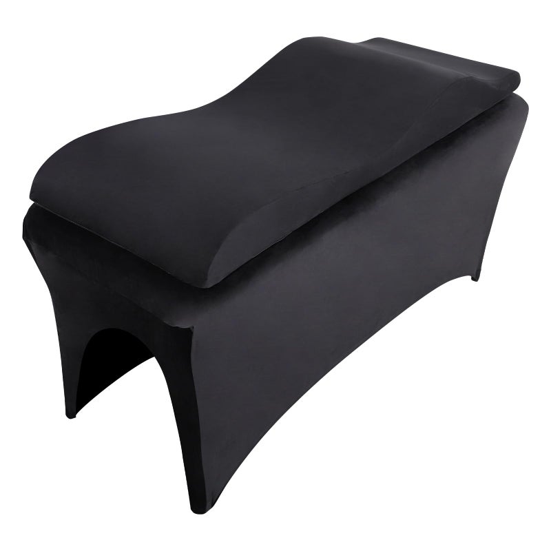 PRASNE Luxurious Curved Lash Bed Topper Bed Cover Ergonomic Massage Table FoamTopper Wave Mattress Support The Body 30D High Density Foam with Salon Be Cover Black