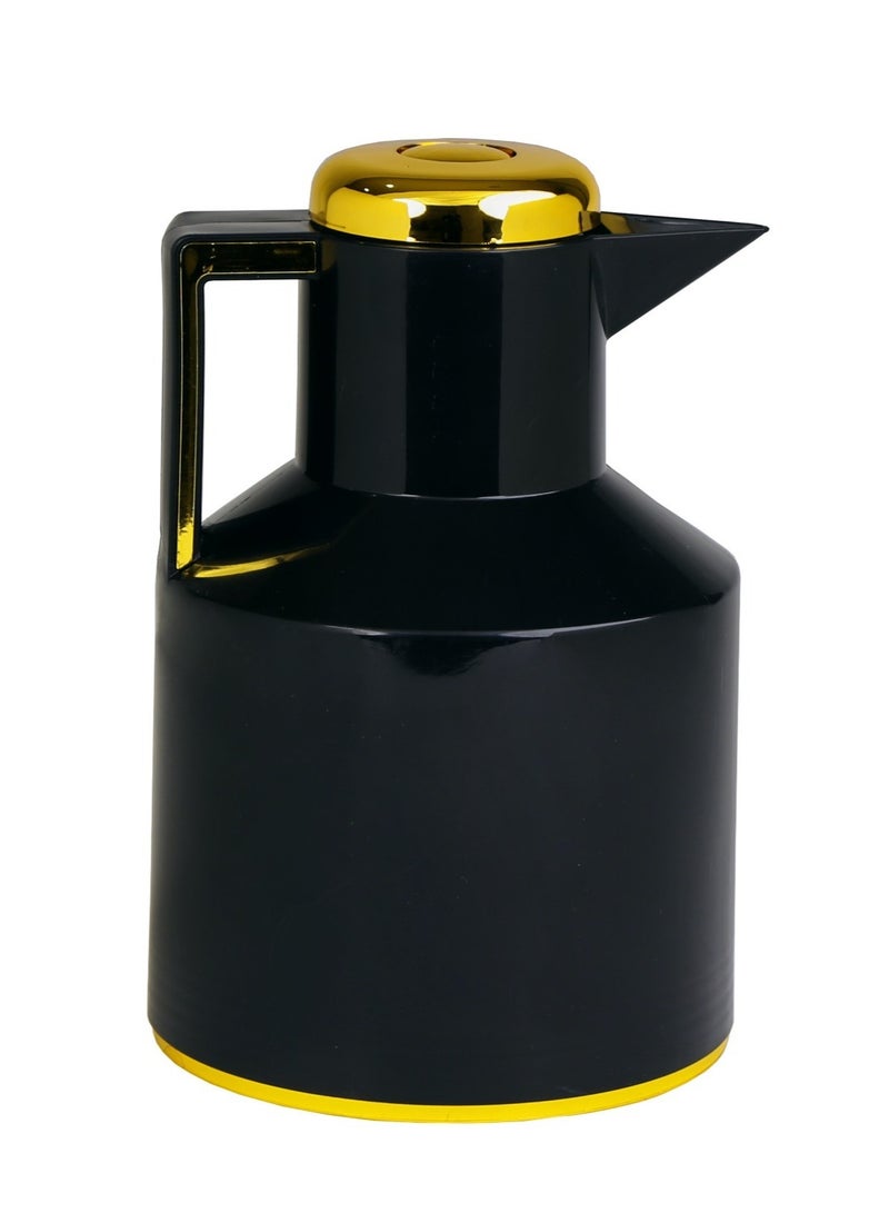 باصرة ترمس شاي وقهوة أسود برأس ذهبي