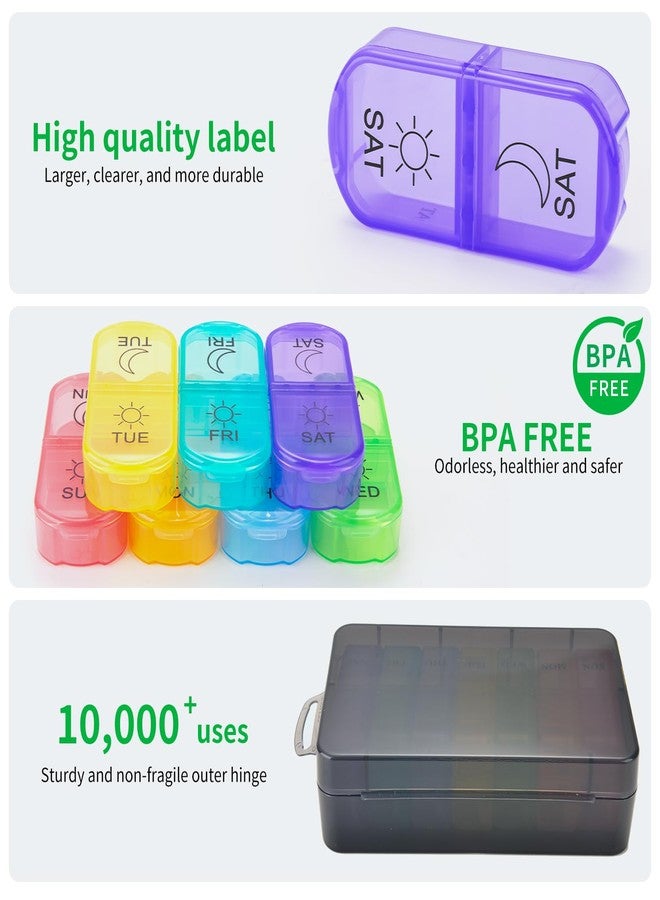 Urekt Weekly Pill Organizer 2 Times a Day, Am Pm Pill Box 7 Day, Travel Pill Case, Medicine Pill Organizer for Medication, Vitamins, Fish Oils, Supplements - Image 5