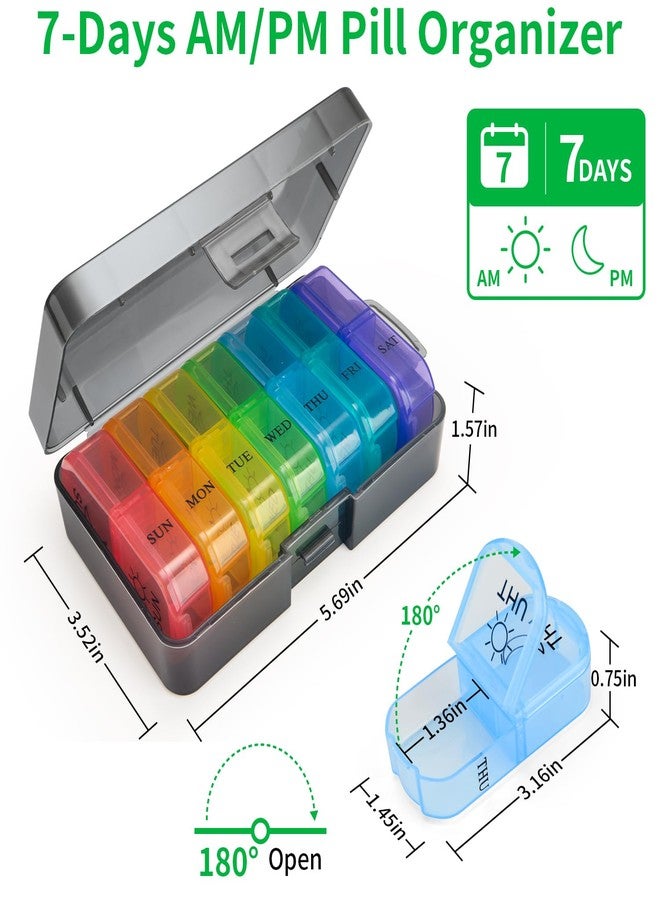 Urekt Weekly Pill Organizer 2 Times a Day, Am Pm Pill Box 7 Day, Travel Pill Case, Medicine Pill Organizer for Medication, Vitamins, Fish Oils, Supplements - Image 2