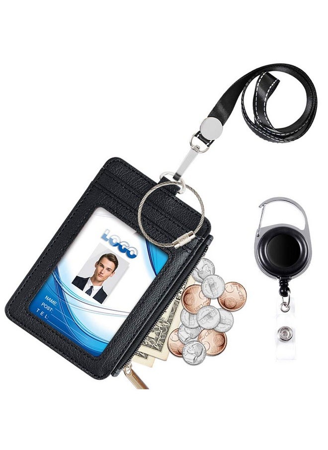 Der With Zipper, Life-Mate Pu Leather Id Badge Card Holder Wallet Case With 5 Card Slots Zipper Pocket 19" Polyester Neck Lanyard Heavy Duty Metal Retractable Badge Reel (Black) - pzsku/ZA607C5B230A5B4320128Z/45/_/1731922215/c8343169-62bb-4aef-9988-c78baf55229d