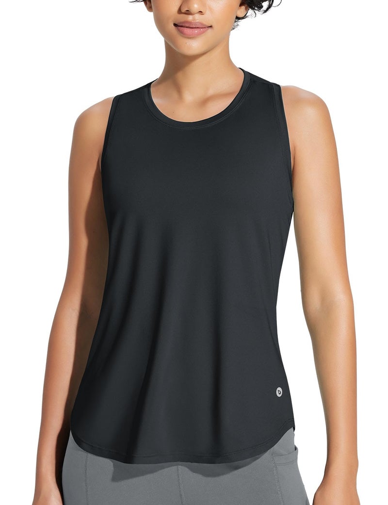 baleaf Women's Workout Tank Top Racerback Tops Sleeveless Running Shirts Loose Fit Yoga Athletic Gym Sports Black L - Image 2