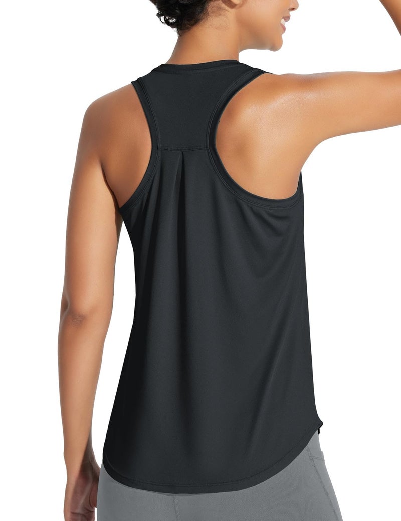 baleaf Women's Workout Tank Top Racerback Tops Sleeveless Running Shirts Loose Fit Yoga Athletic Gym Sports Black L - Image 1