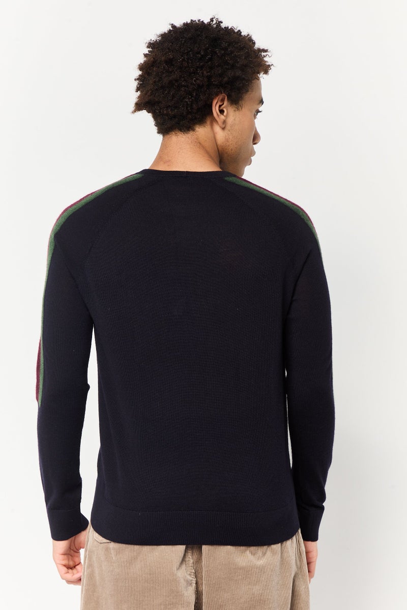 Harmont & Blaine Men Crew Neck Embroidered Logo Sweater, Navy - Image 4