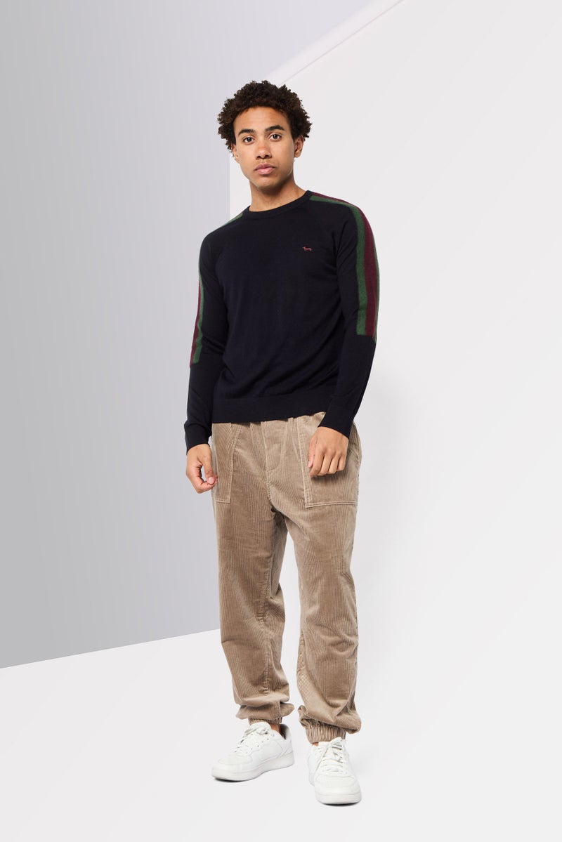 Harmont & Blaine Men Crew Neck Embroidered Logo Sweater, Navy - Image 2