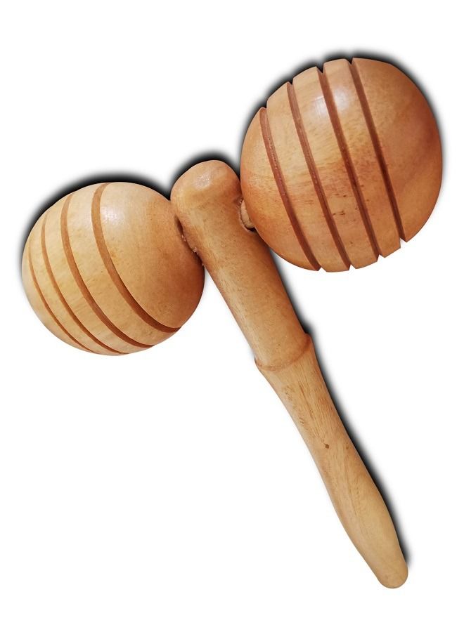 عجلة تدليك يدوية خشبية مع عصا تجميل - Image 3