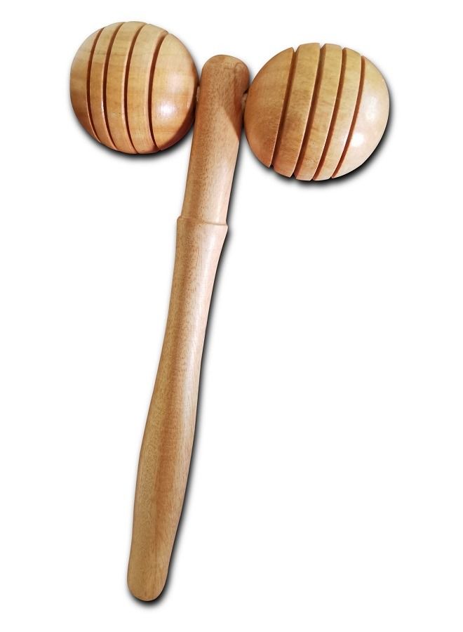 عجلة تدليك يدوية خشبية مع عصا تجميل - Image 2