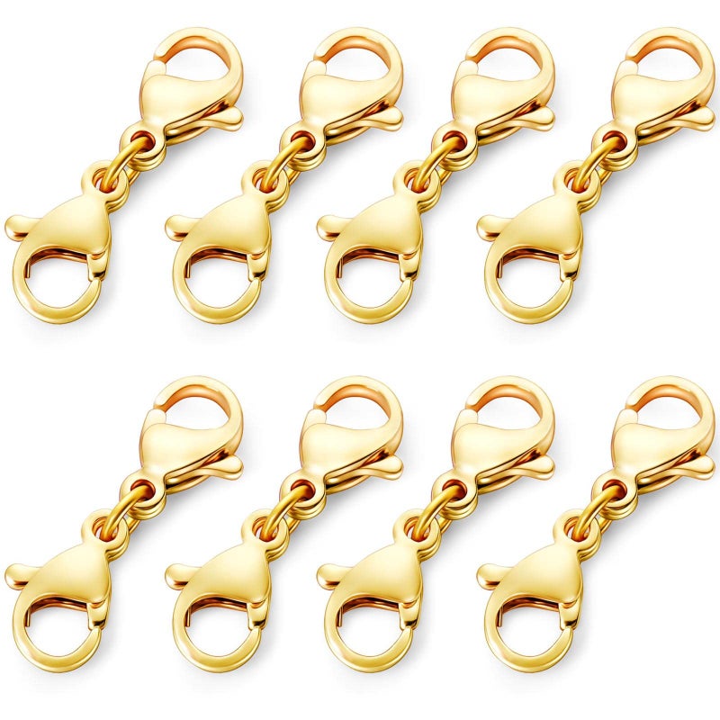 OHINGLT Double Lobster Clasp Necklace Extender Connector Bracelet Extension Gold and Silver Lobster Claw Clasps for DIY Jewelry Making