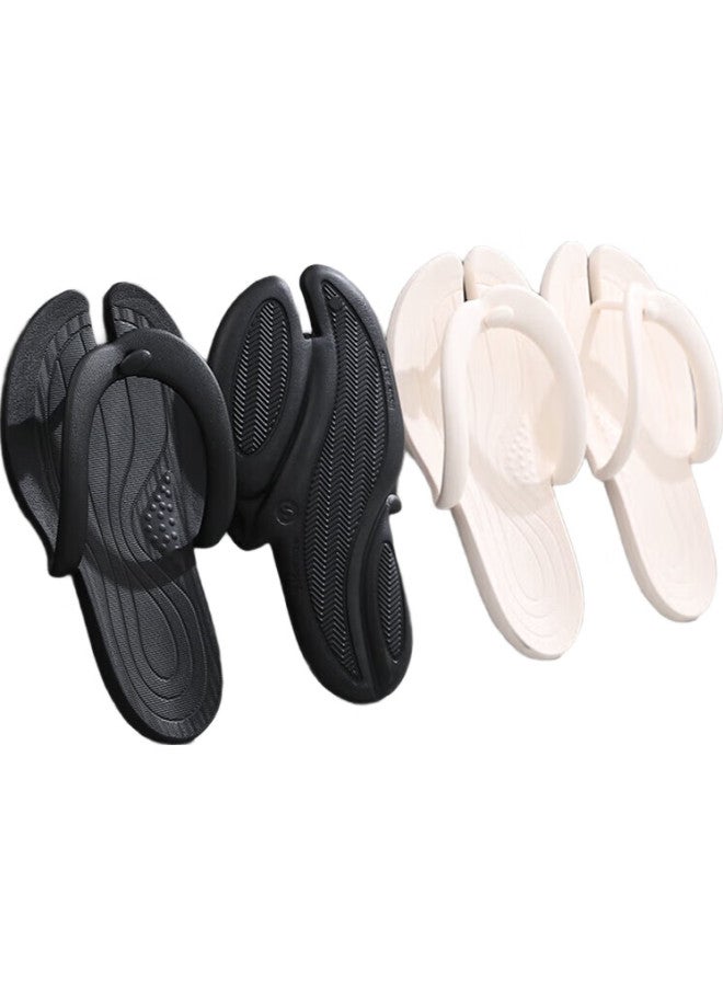 GUOLUOFEI Foldable Travel Slippers Men Portable Summer Swimming Business Trip Women Traveling Flip Flops Khaki S (36-38) - Image 2