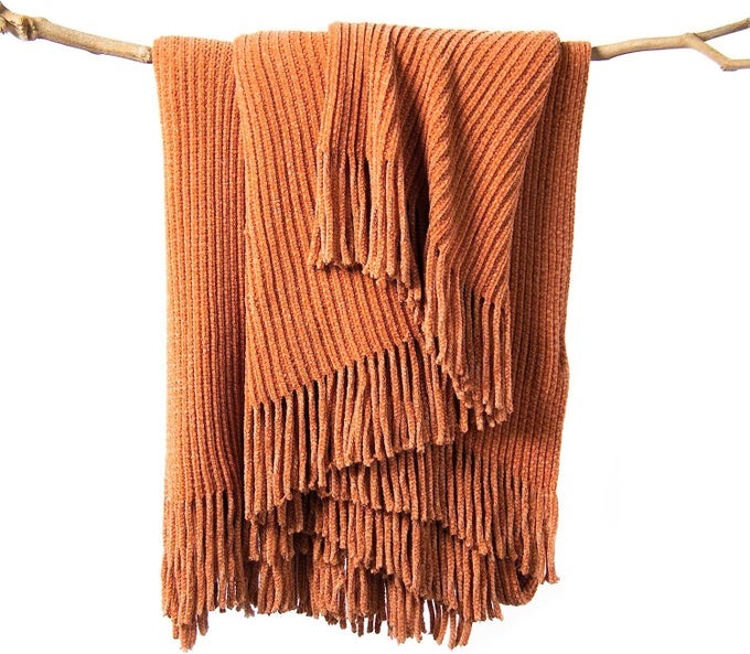 THROW BLANKET FOR COUCH SOFT BOHO BED THROWCOZY BURNT ORANGE CHENILLE KNITTED SMALL SPRING LIGHTWEIGHT THROW FOR SPRINGRUST50 60