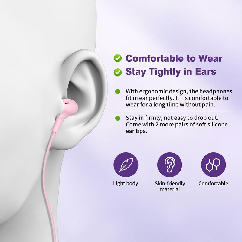 APETOO USB C Headphones for iPhone 16 15 Plus/Galaxy S25 Wired Earbuds with Microphone for Samsung S24 S23 S22 S21 S20 FE Ultra, Noise Canceling Magnetic in-Ear Type C Earpones for iPad 10th/Pixel 8a, Pink - Image 5
