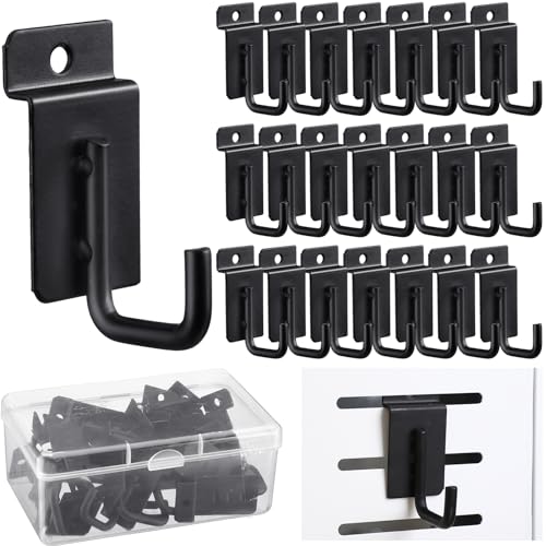 Tandefio 25 Pack J Shaped Slatwall Hooks and Hangers Heavy Duty Slatwall Accessories for Display Panel Garage 325 InchBlack - Image 1