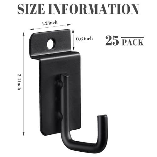 Tandefio 25 Pack J Shaped Slatwall Hooks and Hangers Heavy Duty Slatwall Accessories for Display Panel Garage 325 InchBlack - Image 3