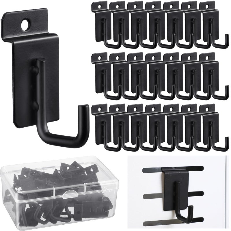 Tandefio 25 Pack J Shaped Slatwall Hooks and Hangers Heavy Duty Slatwall Accessories for Display Panel Garage 325 InchBlack - Image 2