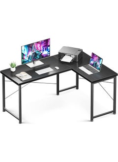 AGD L Shaped  Gaming Desk 50", L Desk Computer Corner Desk with Round Corner with Removable Shelf for Gaming Desk Home Office Writing Workstation, Black  - Image 1