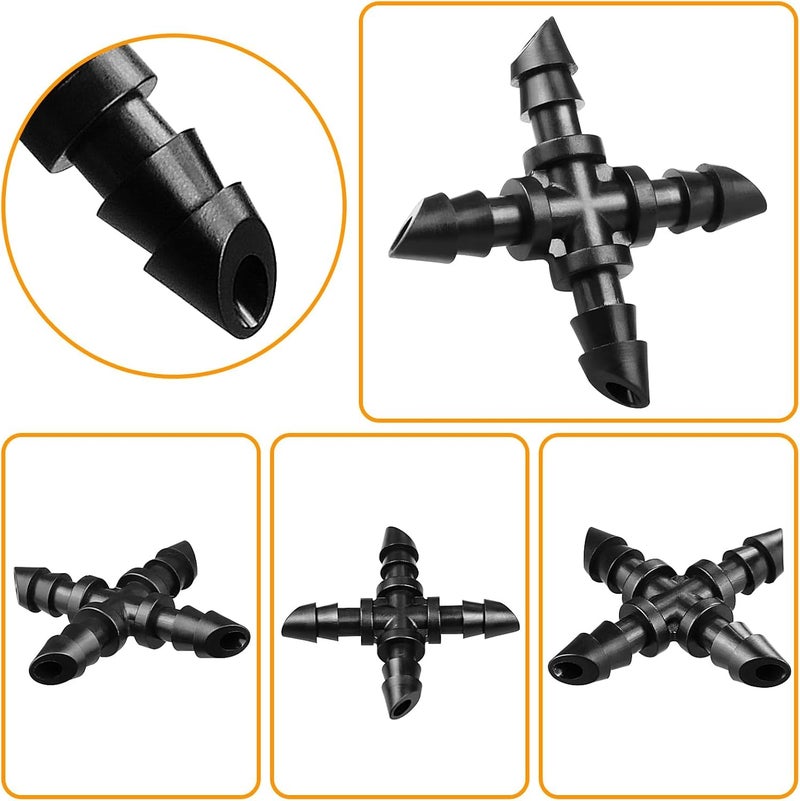Pinolex Agricultural Garden Irrigation 1/4" Barb Drip CROSS Connector Fittings 4mm (Pack of 30) - Image 4