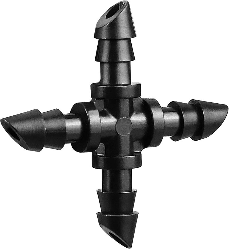 Pinolex Agricultural Garden Irrigation 1/4" Barb Drip CROSS Connector Fittings 4mm (Pack of 30) - Image 1