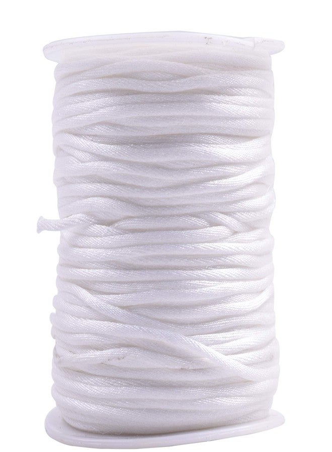 KONMAY 100 Yards 1.5mm Nylon Rattail Satin Silk Trim Cord, Bracelet Making String for Chinese Knotting, Kumihimo, Beading, Jewelry Making, White