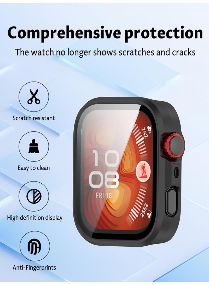 حافظة Huawei Watch Fit 4 Pro Hard PC مع واقيات شاشة زجاجية مقسى غطاء واقي كامل - Image 2