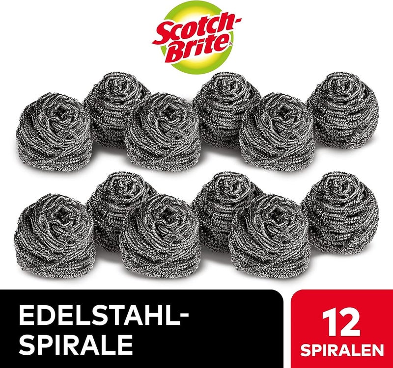 Scotch Brite Scotch-Brite Stainless Steel Metal Spiral Scrub Sponge, 12 pieces/pack Ideal for Cast Iron Pans Powerful Scrubbing Hard cleaning Kitchen sponge Scrub Kitchen, Garage, Outdoor| Value pack - Image 2