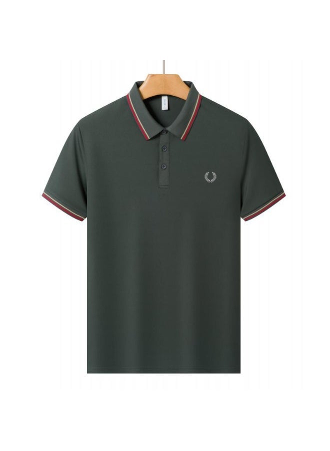 FRED PERRY unisex slim laurel print Polo shirt, contrast tricolor striped leader short sleeve business casual golf shirt. - Image 2