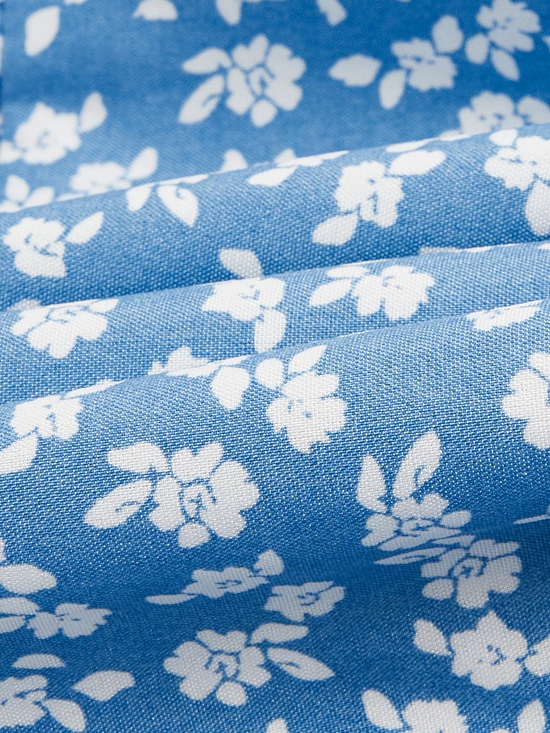 Floerns Girl's Floral Print Sleeveless Ruched Ruffle Hem A Line Cami Short Dress Blue Flower 10Y - Image 3