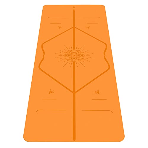 Liforme Gratitude Yoga Mat Patented Alignment System Warriorlike Grip Nonslip Ecofriendly sweatresistant Long Wide and Thick Gratitude Special Edition Orange - Image 1