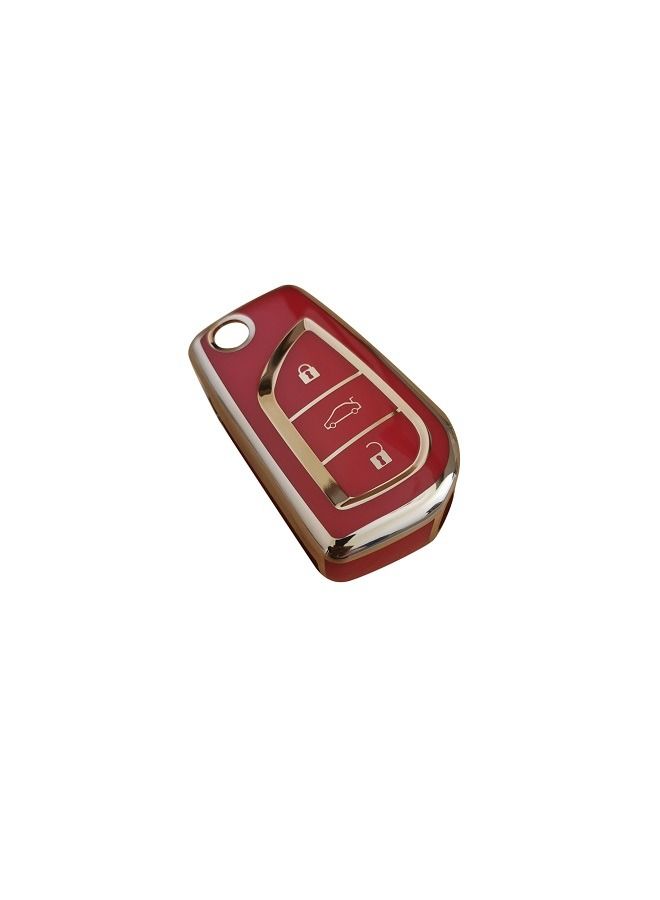 Toyota Key Fob Cover with Gold Pattern Soft TPU 360 Degree Protection Key Case for Fortuner Tundra Camry RAV4 Highlander Corolla - Image 2