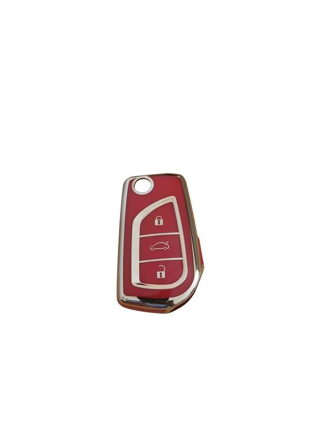 Toyota Key Fob Cover with Gold Pattern Soft TPU 360 Degree Protection Key Case for Fortuner Tundra Camry RAV4 Highlander Corolla - Image 1